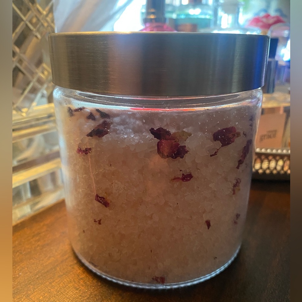 New 27oz Rose and Peony bath salts, Bath Salts. Relaxing, natural. reusable jar.
